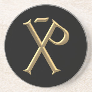 Golden "3-D" Chi-Rho 3 Coaster