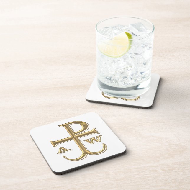 Golden "3-D" Chi-Rho with Anchor Coaster (Right Side)