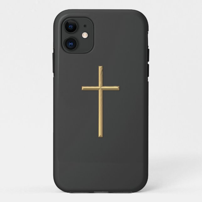 Golden "3-D" Cross Case-Mate iPhone Case (Back)