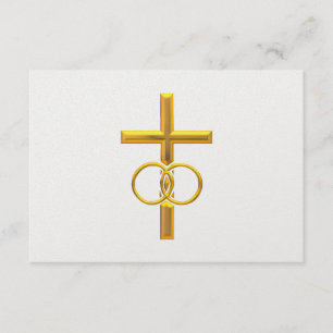 Golden 3-D Cross with Wedding Rings RSVP Card