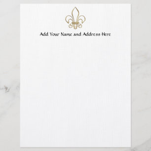 Golden "3-D" Fleur-de-lis Customized Letterhead