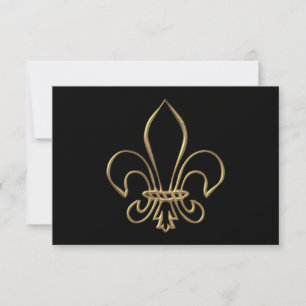 Golden "3-D" Fleur-de-lis RSVP Card