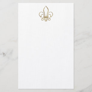 Golden "3-D" Fleur-de-lis Stationery
