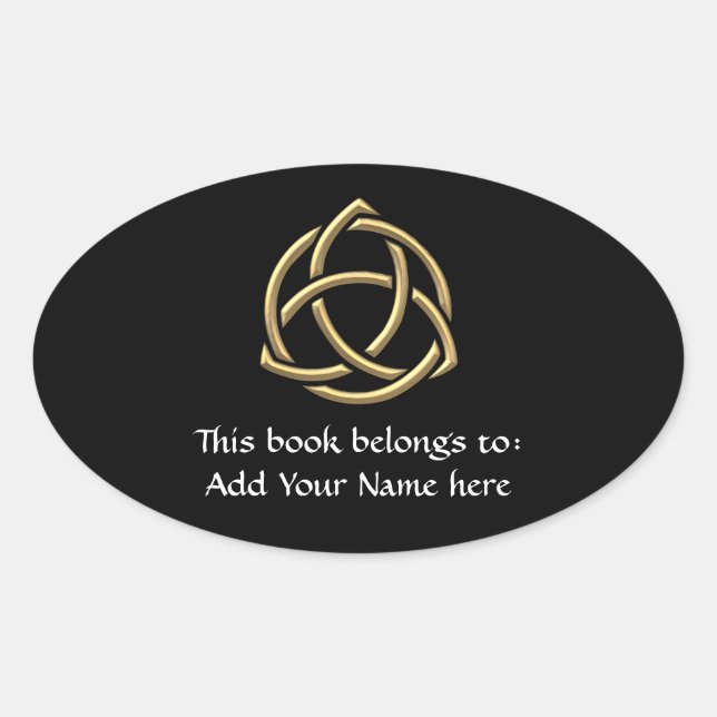 Golden "3-D" Holy Trinity Symbol 2 Oval Sticker (Front)
