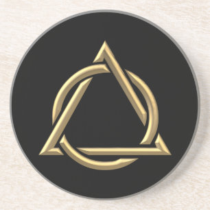 Golden "3-D" Holy Trinity Symbol Coaster