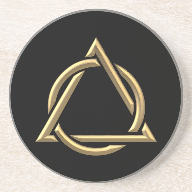 Golden "3-D" Holy Trinity Symbol Coaster (Front)