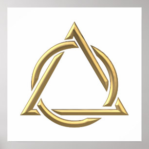 Golden "3-D" Holy Trinity Symbol Poster