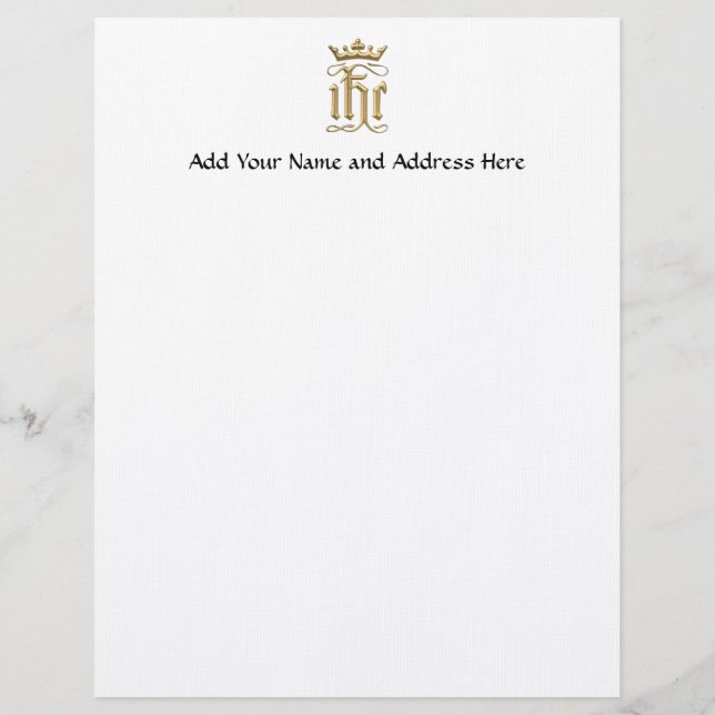 Golden "3-D" IHC with Crown Customised Letterhead (Front)