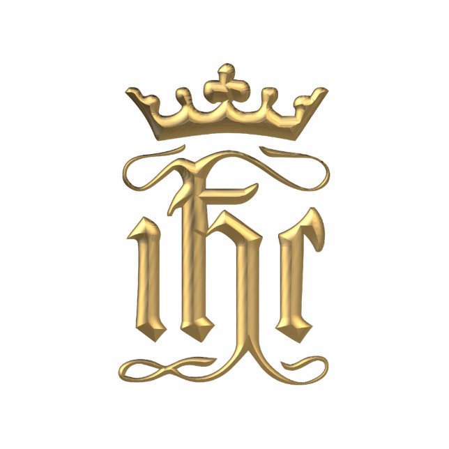 Golden "3-D" IHC with Crown Standing Photo Sculpture (Front)