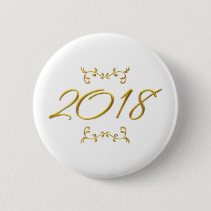 Golden 3-D Look 2018 6 Cm Round Badge