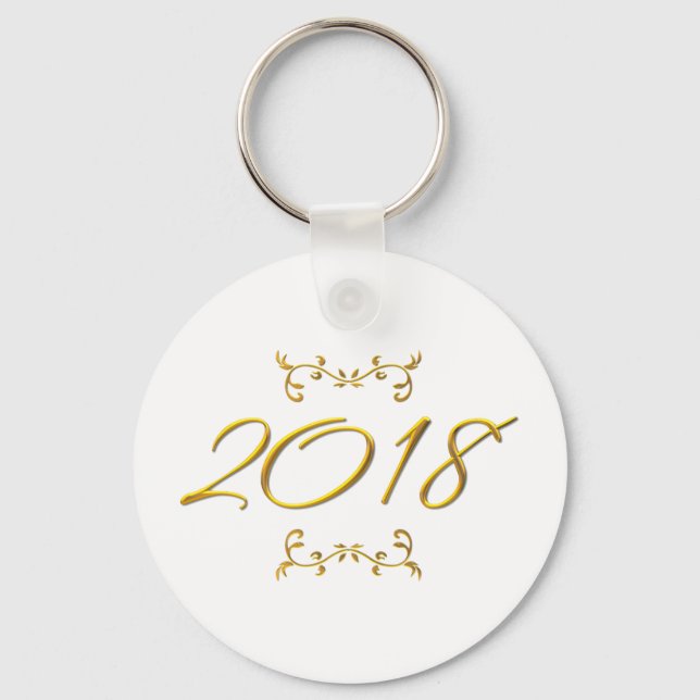 Golden 3-D Look 2018 Key Ring (Front)