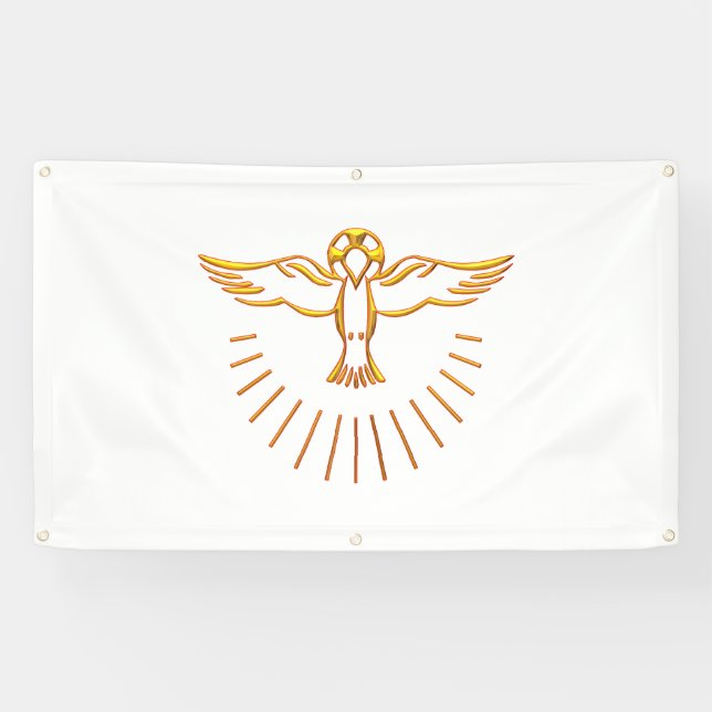 Golden 3-D Look Ascent of The Holy Spirit Banner (Horizontal)
