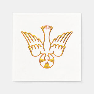 Golden 3-D Look Descent of Holy Spirit Napkin