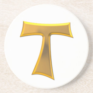 Golden 3-D Look Franciscan Tau Cross Coaster