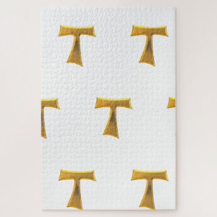 Golden 3-D Look Franciscan Tau Cross Jigsaw Puzzle