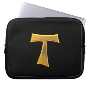 Golden 3-D Look Franciscan Tau Cross Laptop Sleeve