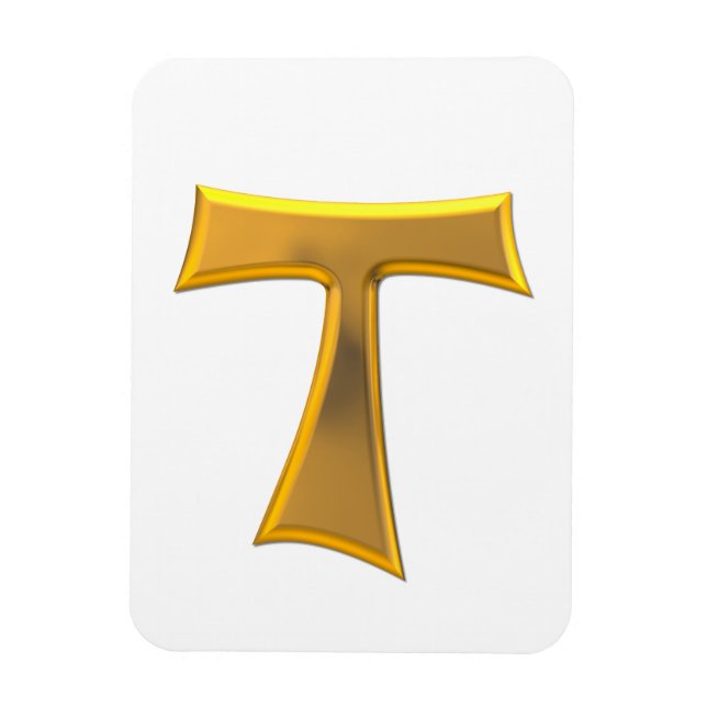 Golden 3-D Look Franciscan Tau Cross Magnet (Vertical)