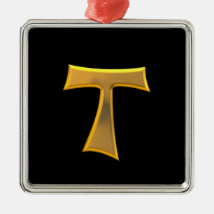 Golden 3-D Look Franciscan Tau Cross Metal Tree Decoration