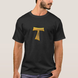 Golden 3-D Look Franciscan Tau Cross T-Shirt