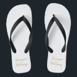 Golden 3-D Look Sacrament of Matrimony Flip Flops<br><div class="desc">Golden 3-D Look Sacrament of Matrimony This design is great for Weddings, Engagements or just to show your love for our Lord in The Sacrament of Matrimony. You can add your own words, pictures, and/or change the background colour using Zazzle's great customisation tools. This image is available on dozens of...</div>