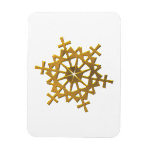 Golden "3-D" Snowflake Magnet