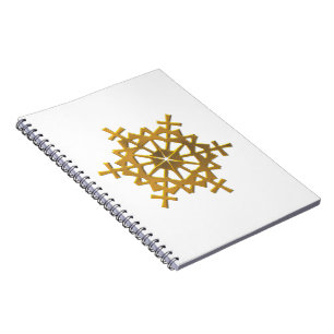 Golden "3-D" Snowflake Notebook