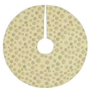Golden 3-d snowflakes on a gold background brushed polyester tree skirt