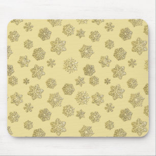 Golden 3-d snowflakes on a gold background mouse mat