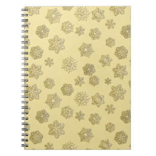 Golden 3-d snowflakes on a gold background notebook