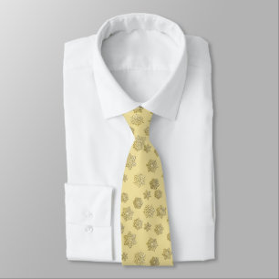 Golden 3-d snowflakes on a gold background tie