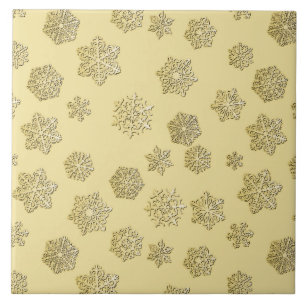 Golden 3-d snowflakes on a gold background tile