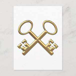Golden "3-D" St. Peter's Keys Postcard