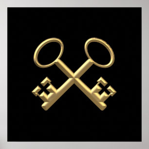 Golden "3-D" St. Peter's Keys Poster