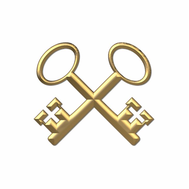 Golden "3-D" St. Peter's Keys Standing Photo Sculpture (Front)