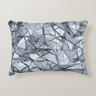 Golden 3D Metal: Geometric Background Decorative Cushion