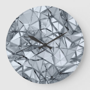 Golden 3D Metal: Geometric Background Large Clock