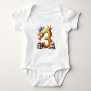 Golden 3rd Birthday Baby Bodysuit