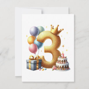Golden 3rd Birthday Card