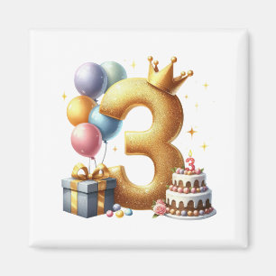 Golden 3rd Birthday Magnet