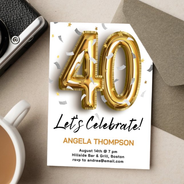 Golden 40 Years Birthday Invitation (Creator Uploaded)