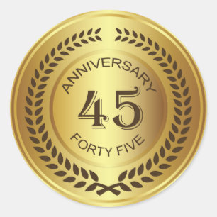 Golden 45th Anniversary with laurel wreath Sticker