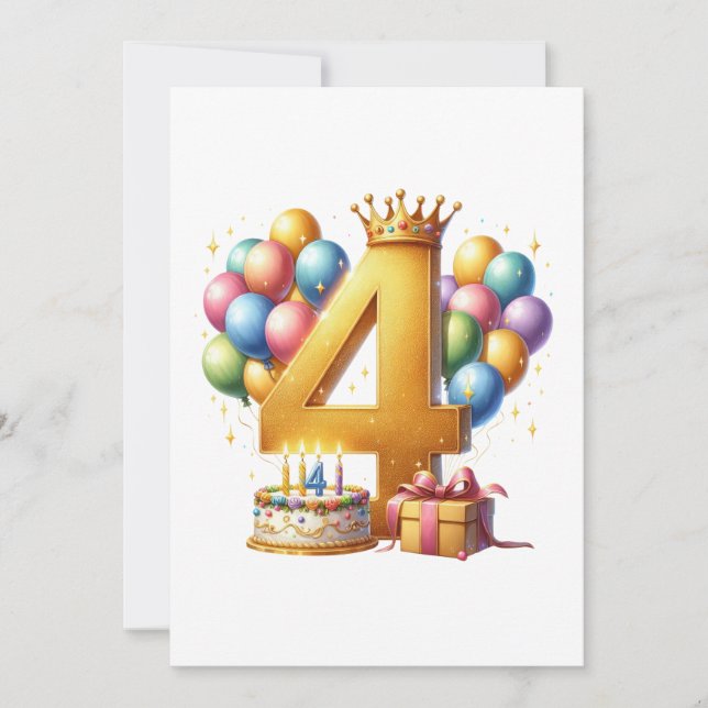 Golden 4th Birthday Announcement (Front)