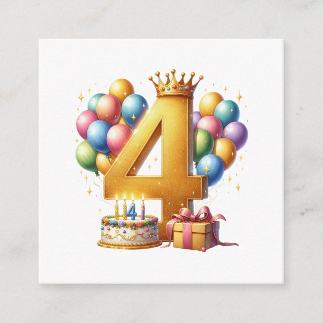 Golden 4th Birthday Enclosure Card (Front)