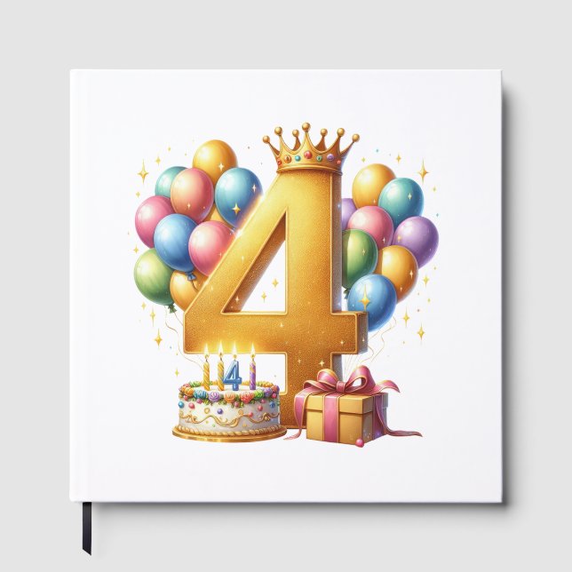 Golden 4th Birthday Guest Book (Front)