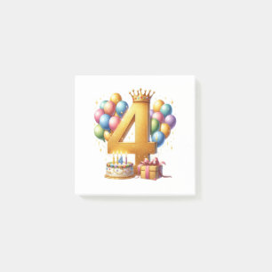 Golden 4th Birthday Post-it Notes