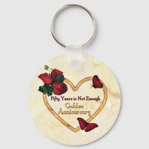 Golden 50 Anniversary Key Ring
