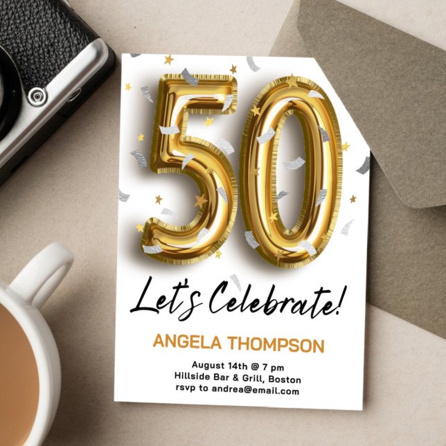 Golden 50 Years Birthday Invitation (Creator Uploaded)