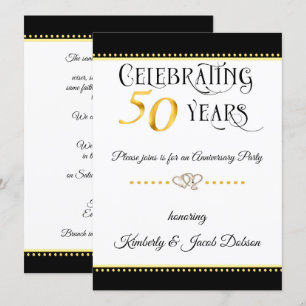 Golden 50th Anniversary Celebration Invitation