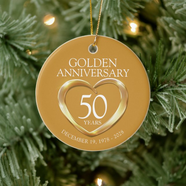 Golden 50th anniversary custom photo gift ceramic tree decoration (Tree)