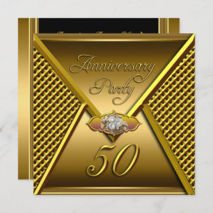 Golden 50th Anniversary Elegant Wedding Gold Invitation